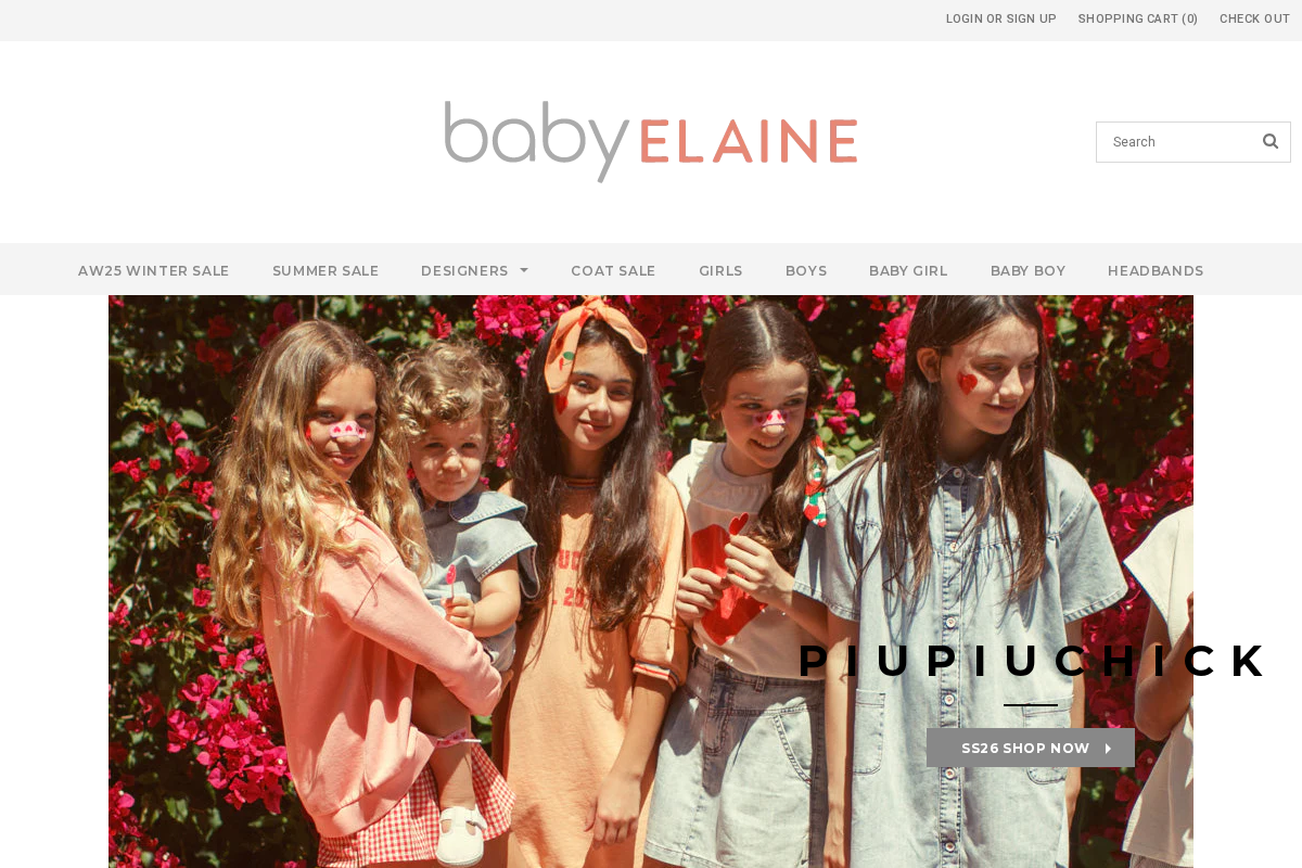BABY ELAINE homepage screenshot
