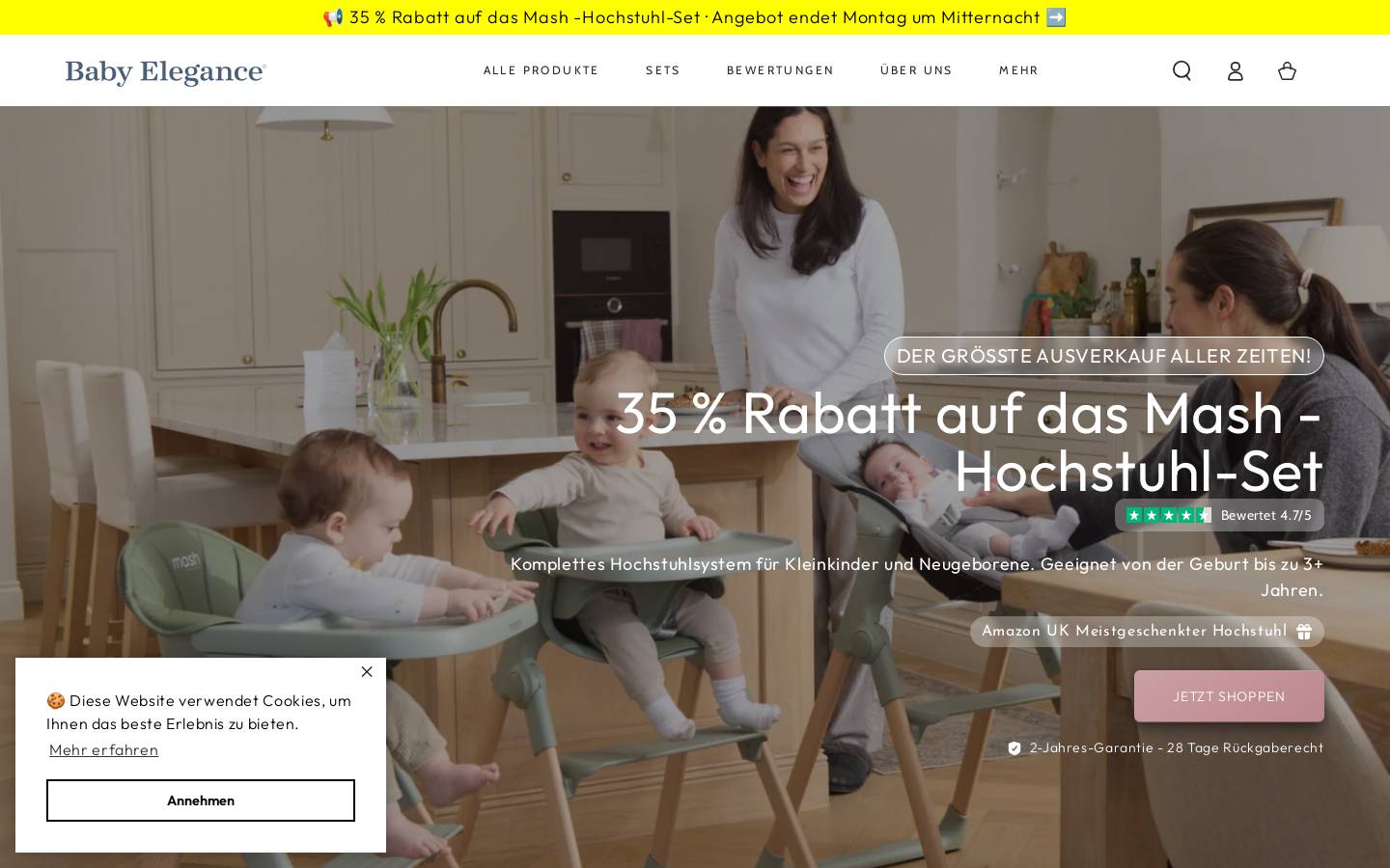 Baby Elegance homepage screenshot