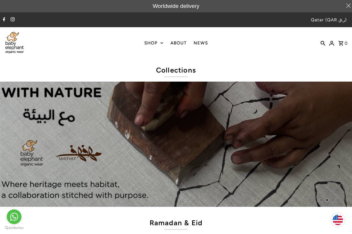 babyelephantorganic.com homepage screenshot