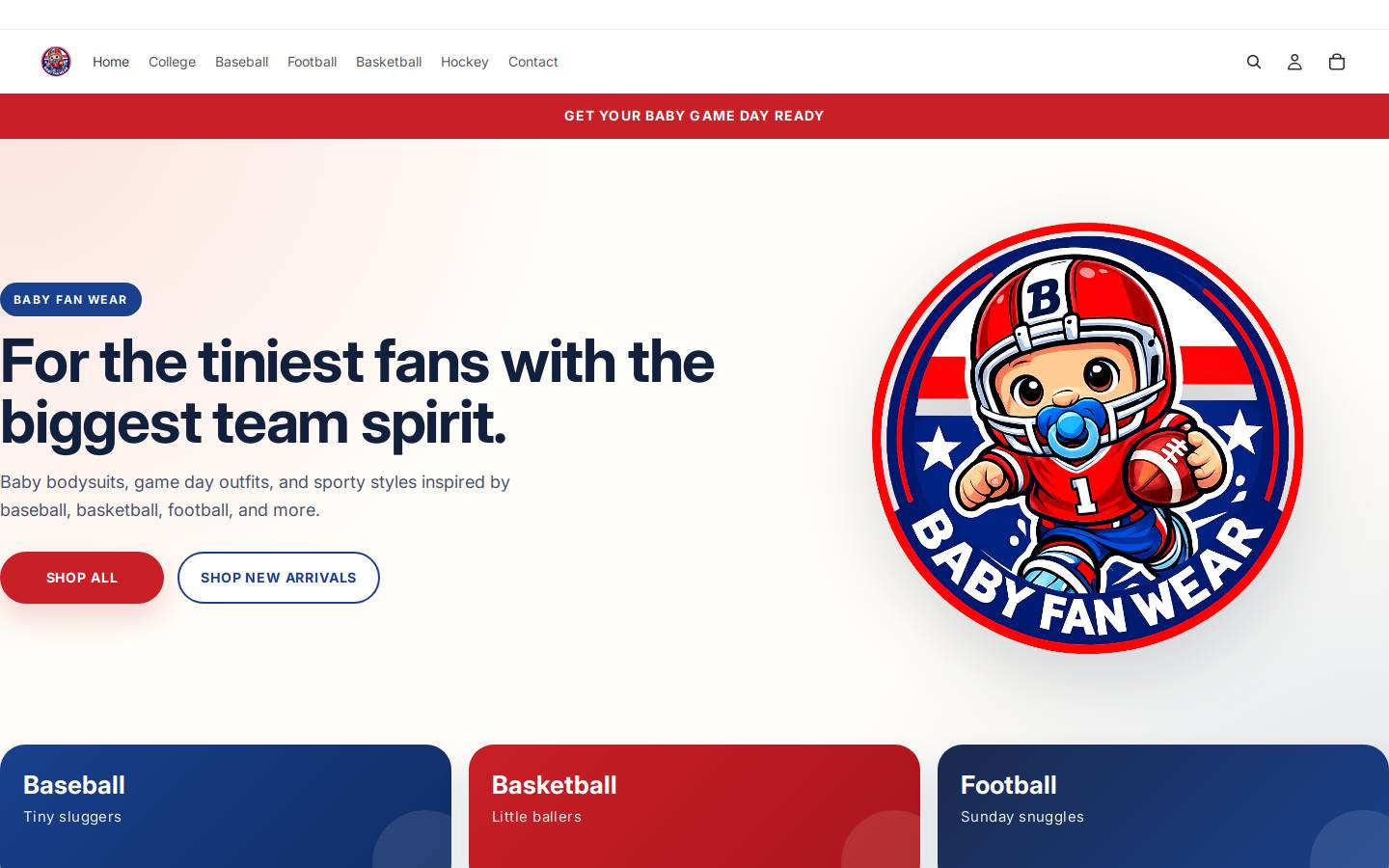 babyfanwear.com homepage screenshot