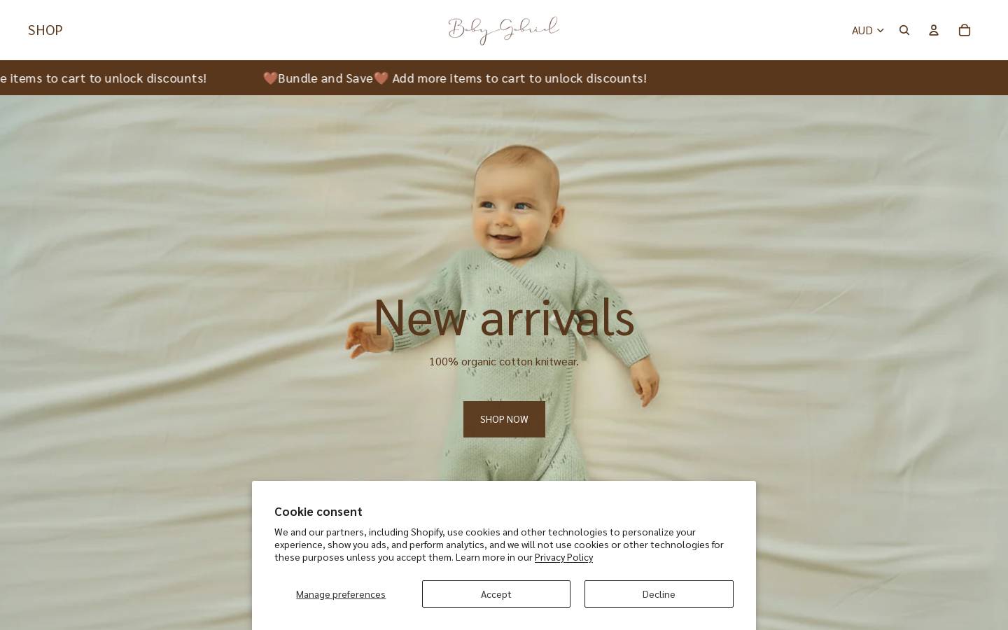 babygabriel.com homepage screenshot