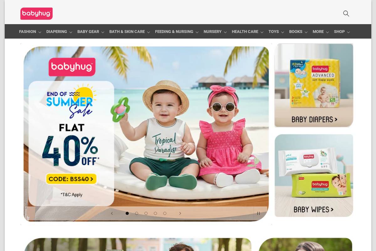Babyhug homepage screenshot