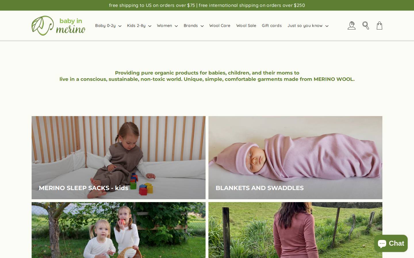 babyinmerino.com homepage screenshot