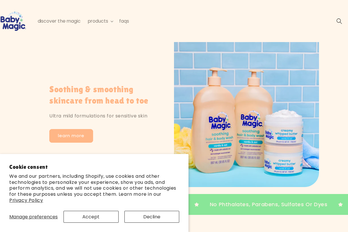 Baby Magic homepage screenshot