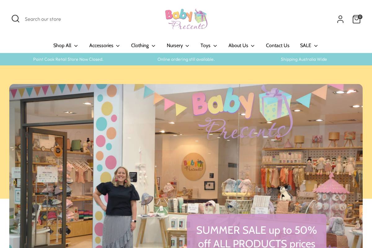 babypresents.com.au homepage screenshot