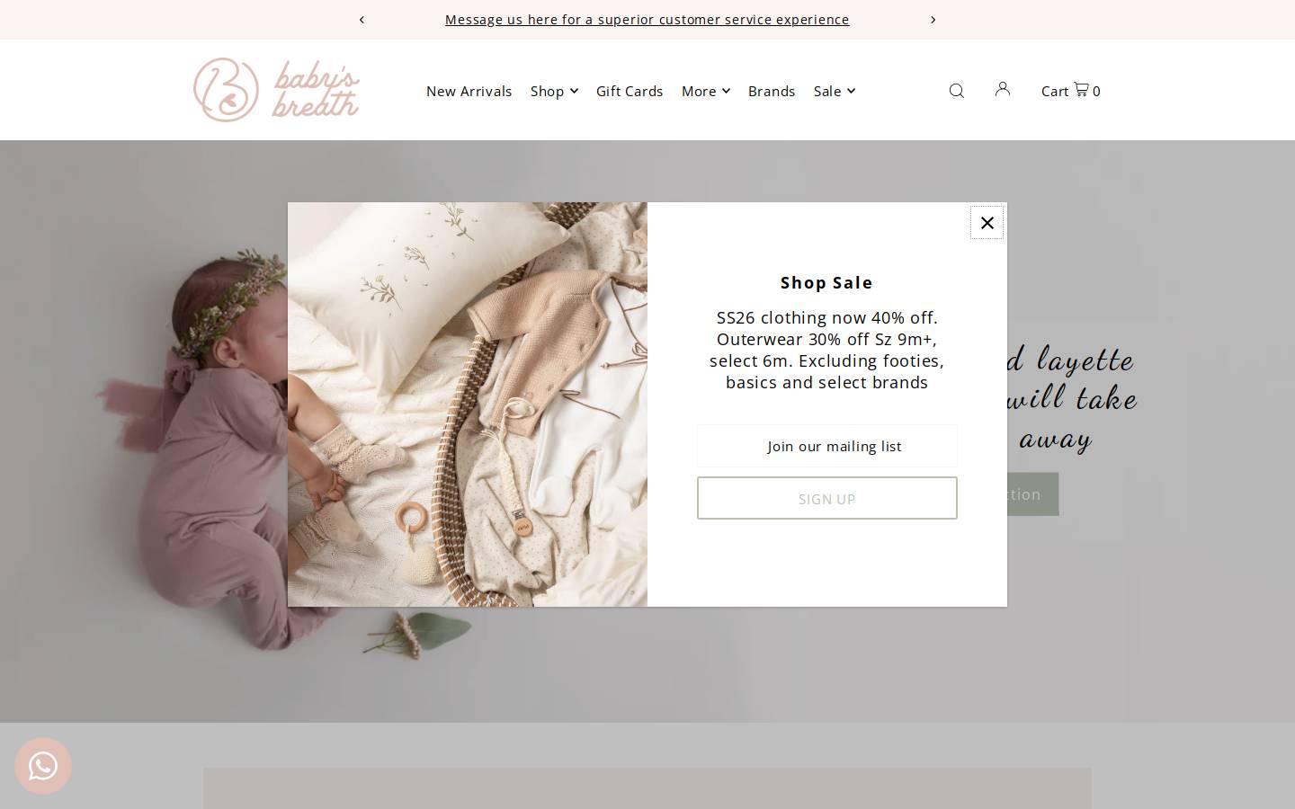 babysbreathlayette.com homepage screenshot