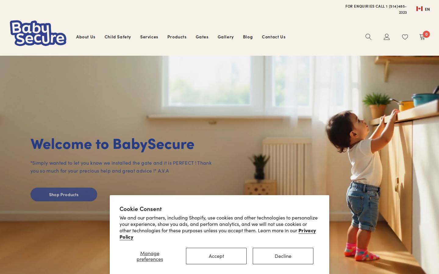 babysecure.ca homepage screenshot