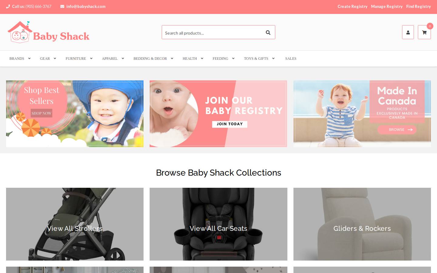babyshack.com homepage screenshot