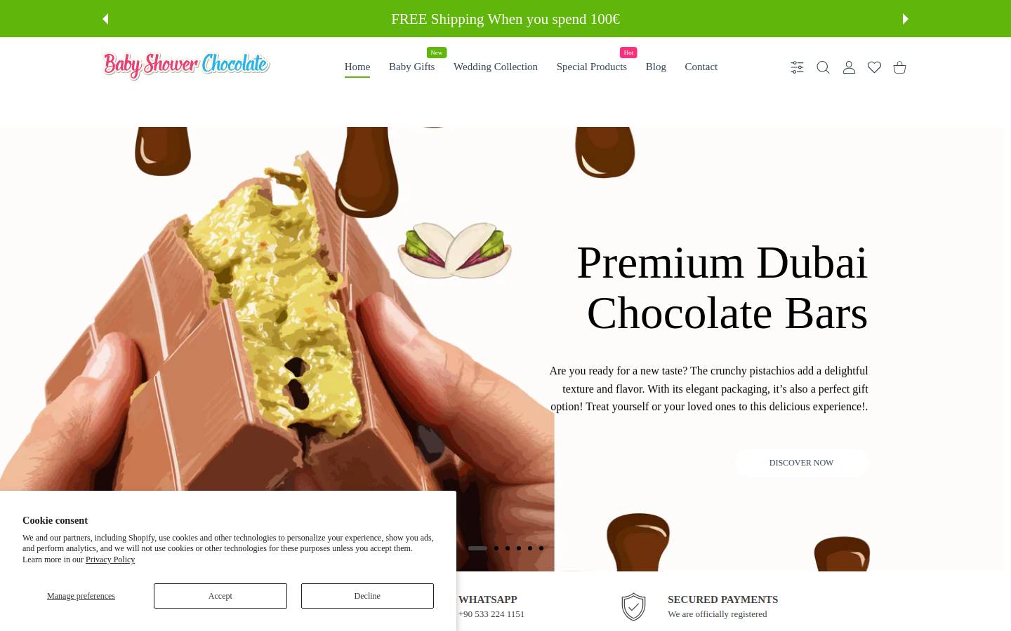 babyshowerchocolate.com homepage screenshot