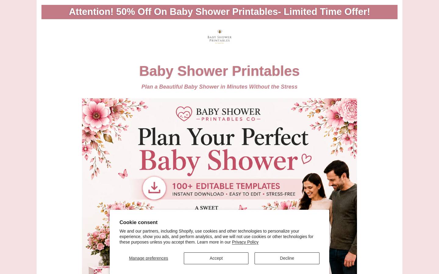 babyshowerprintables.co homepage screenshot