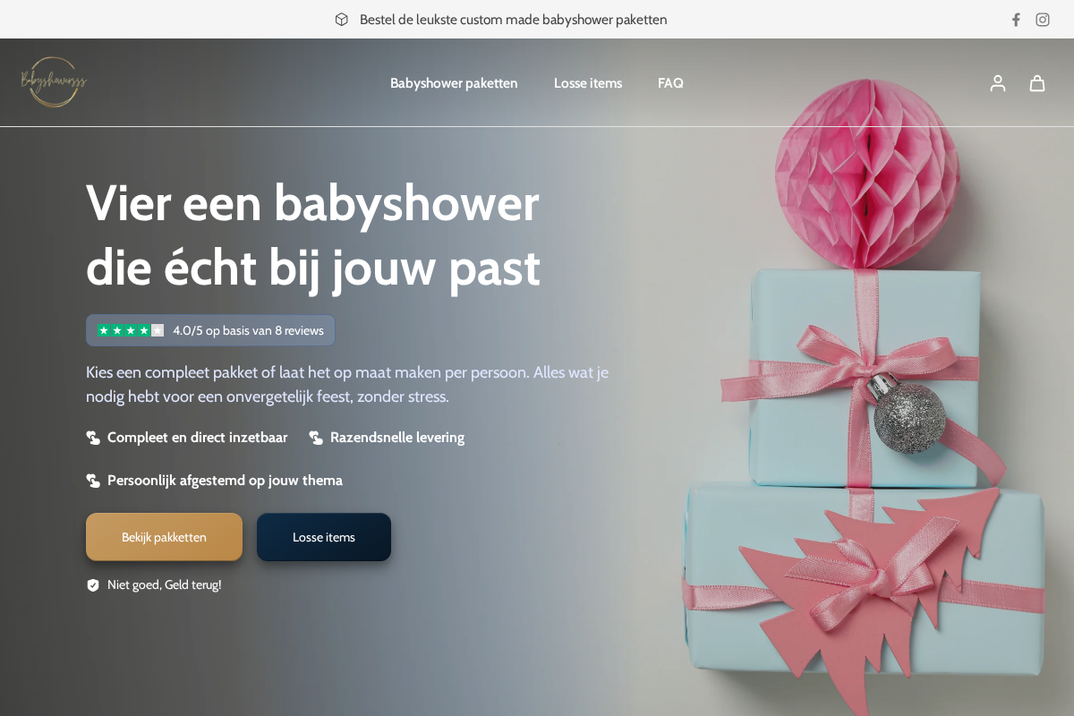 Babyshowersss homepage screenshot