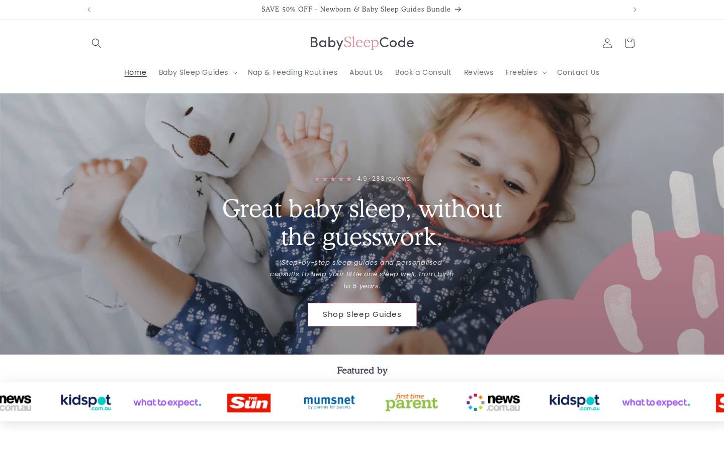 babysleepcode.com.au homepage screenshot