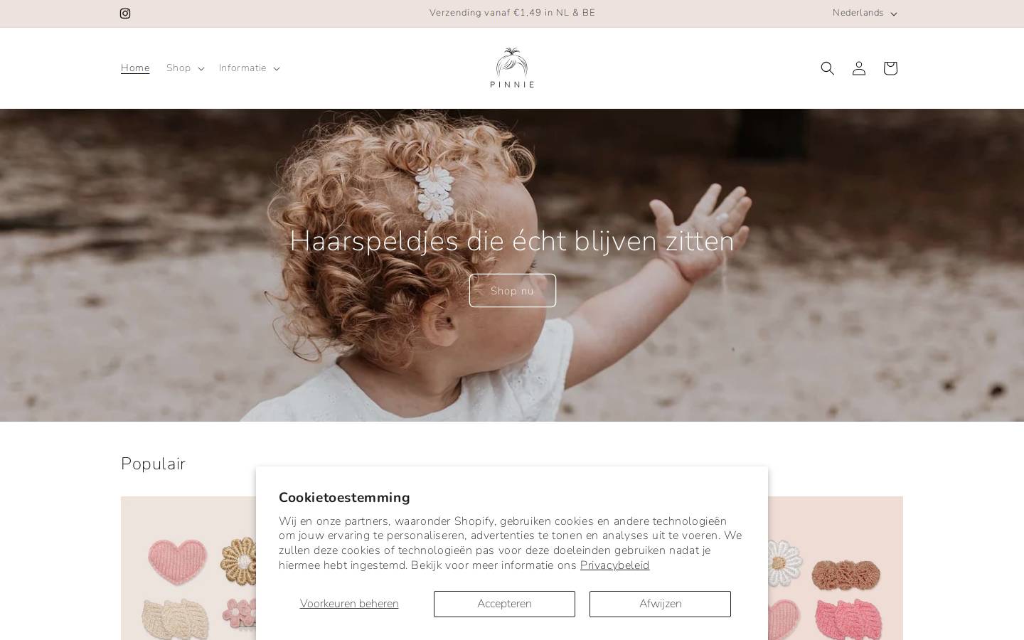 Pinnie Babyspeldjes homepage screenshot