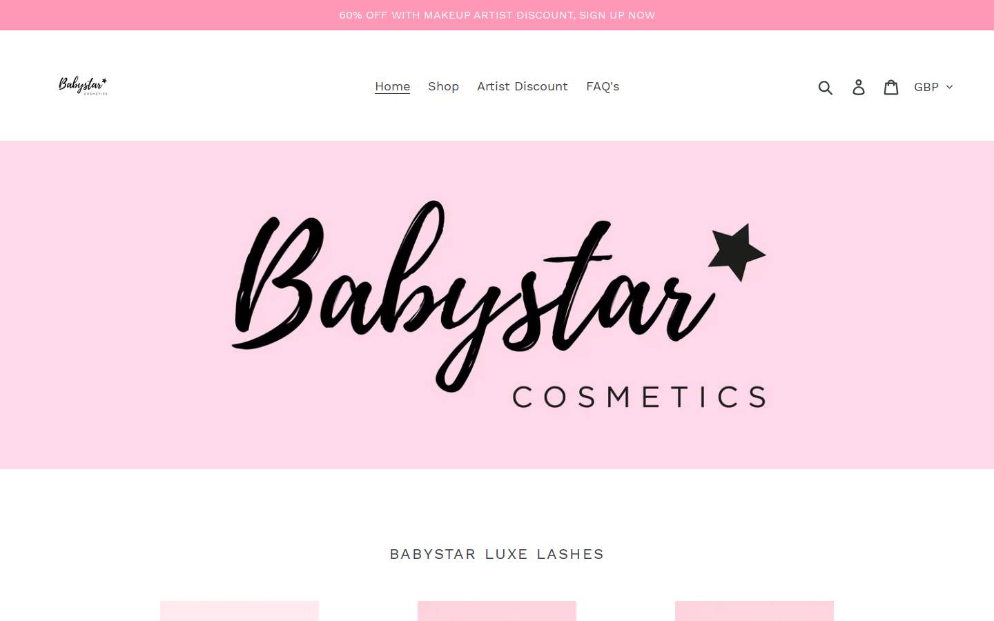 babystarcosmetics.com homepage screenshot