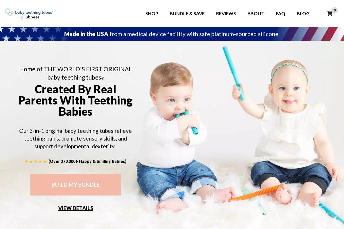 babyteethingtubes.com homepage screenshot