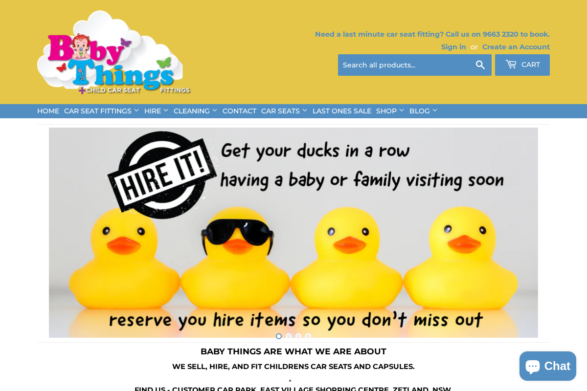Baby Things Zetland homepage screenshot