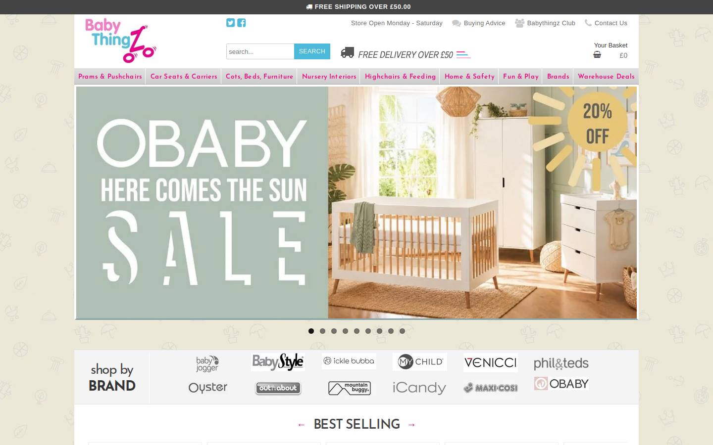 Babythingz homepage screenshot