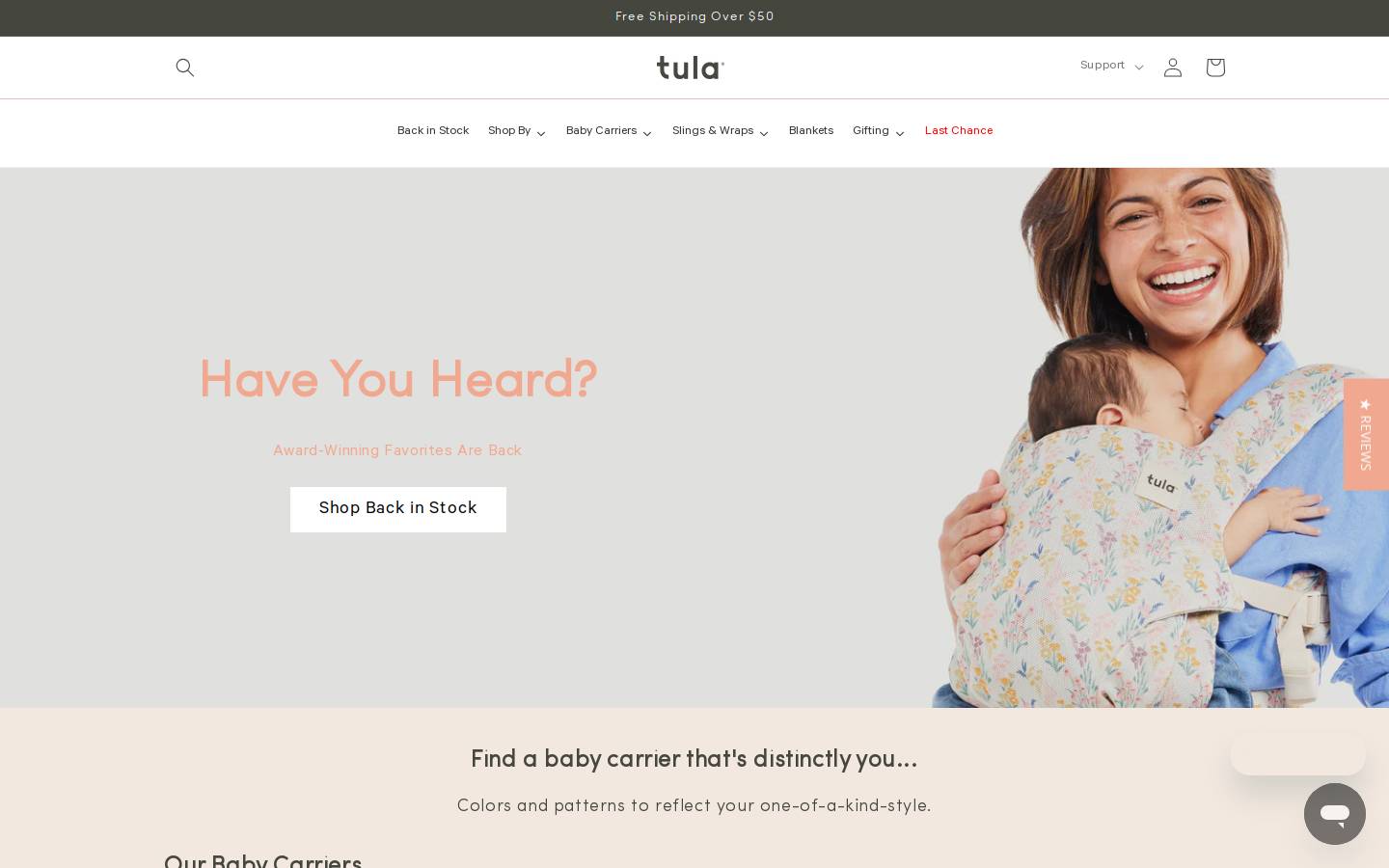 Baby Tula homepage screenshot