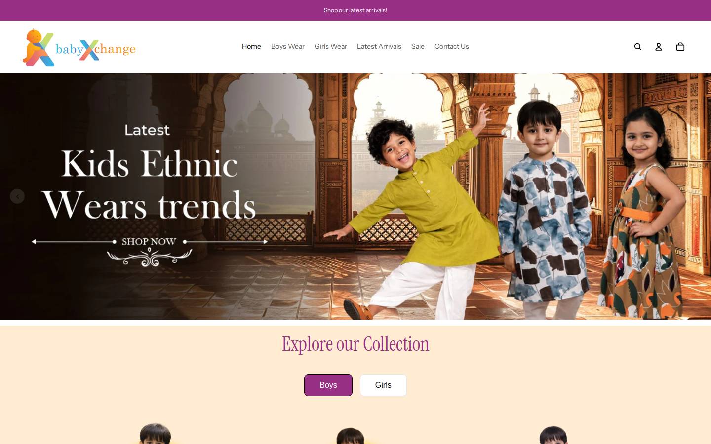 babyxchange.in homepage screenshot