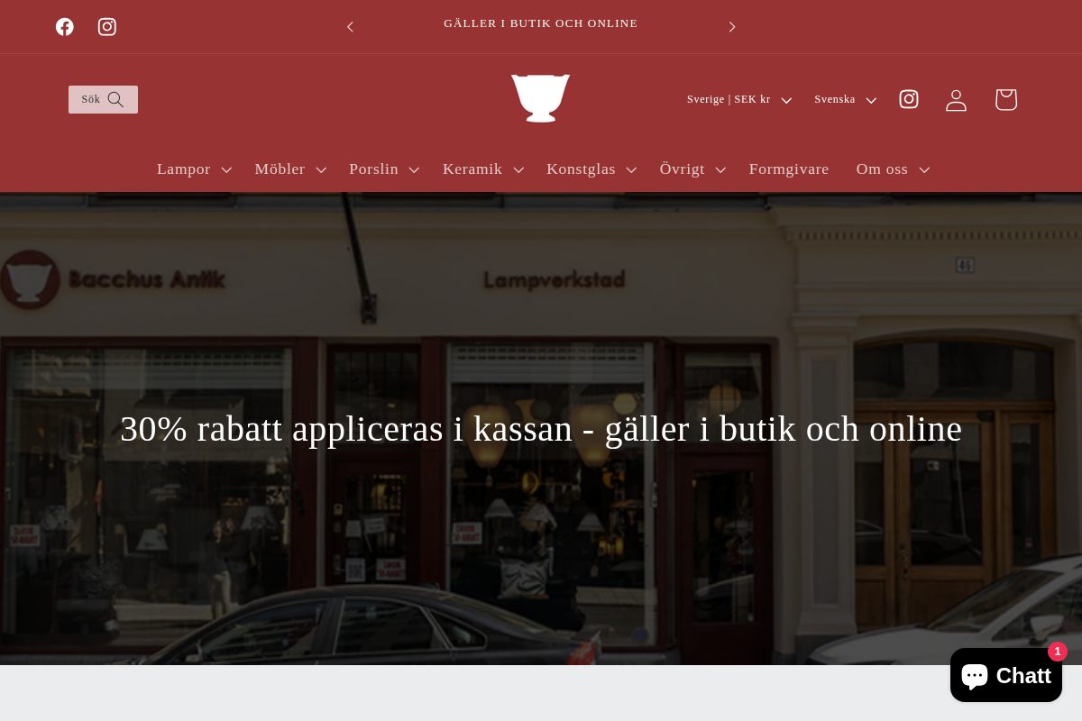 Bacchus Antik homepage screenshot