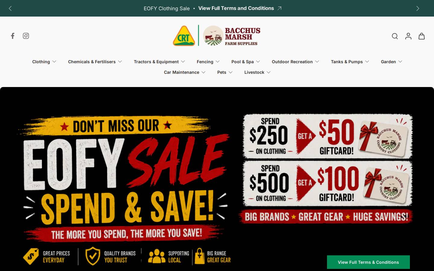 bacchusmarshfarmsupplies.com.au homepage screenshot