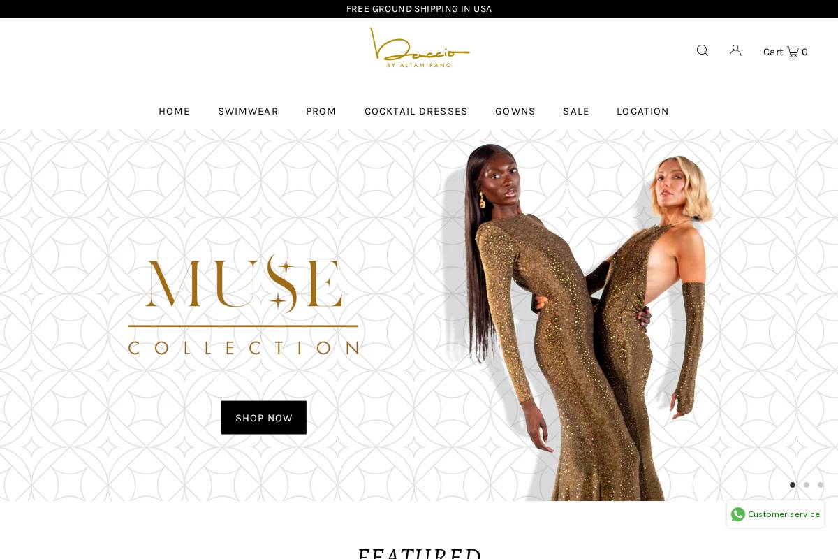 bacciocouture.com homepage screenshot