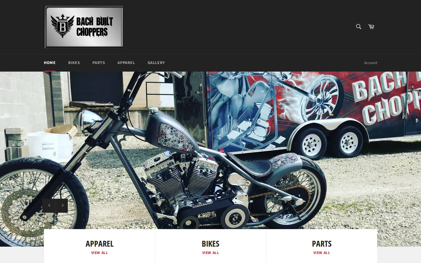 bachbuiltchoppers.com homepage screenshot