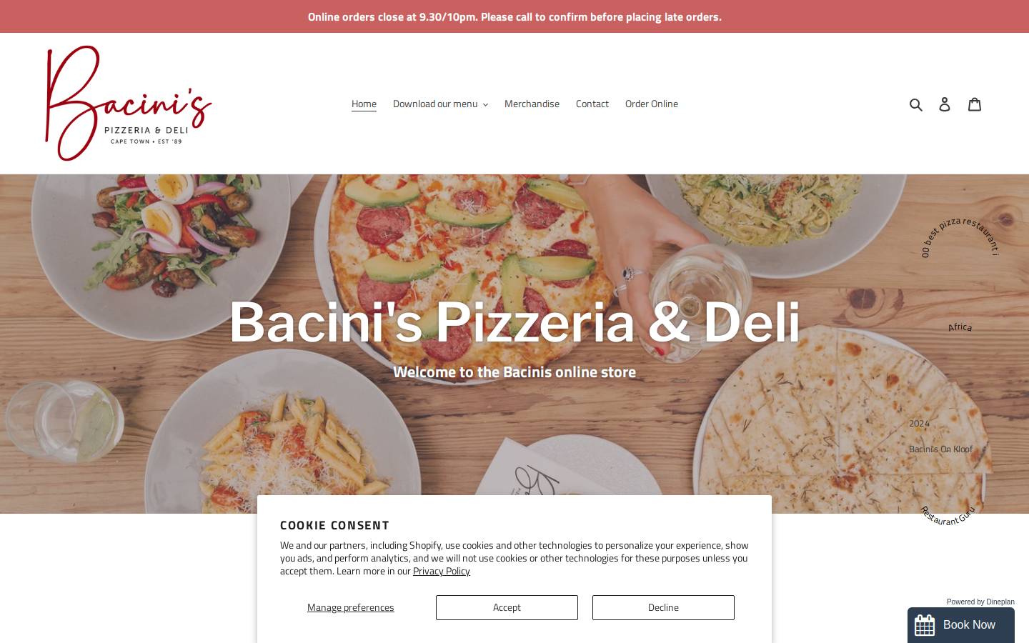 bacinisonkloof.co.za homepage screenshot