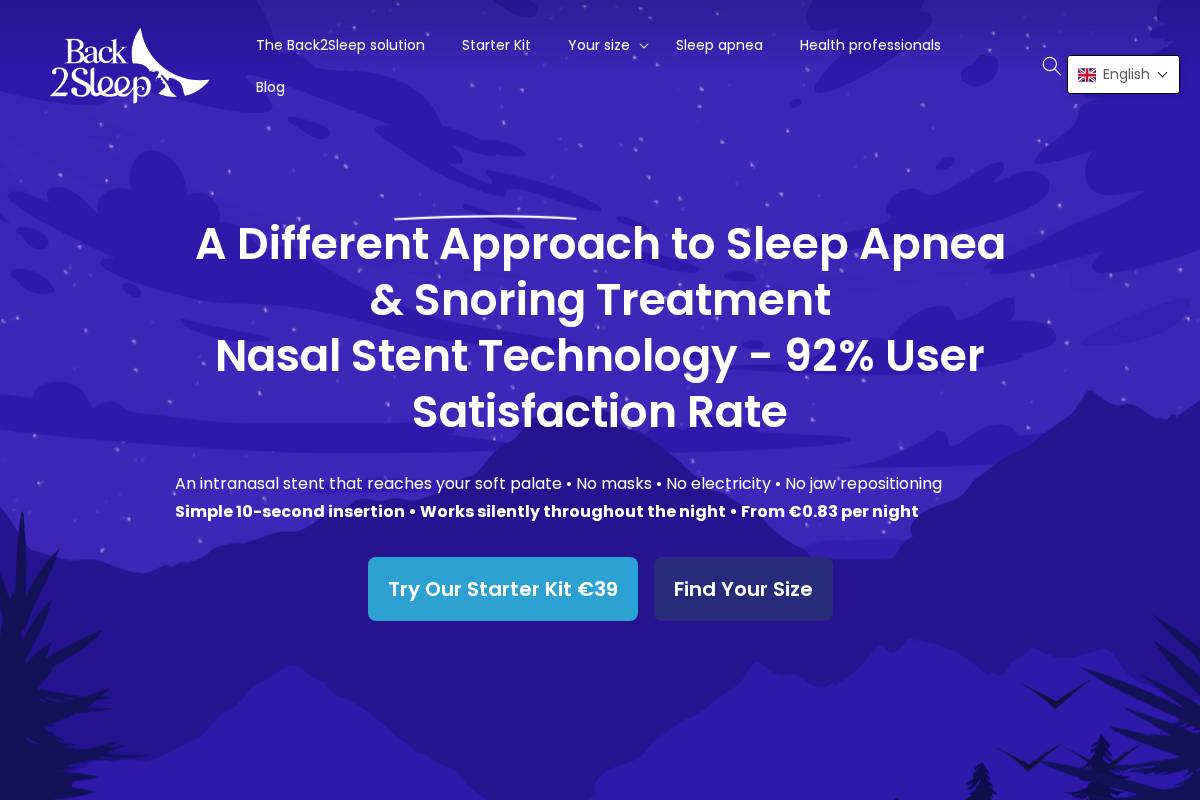 Back2sleep homepage screenshot