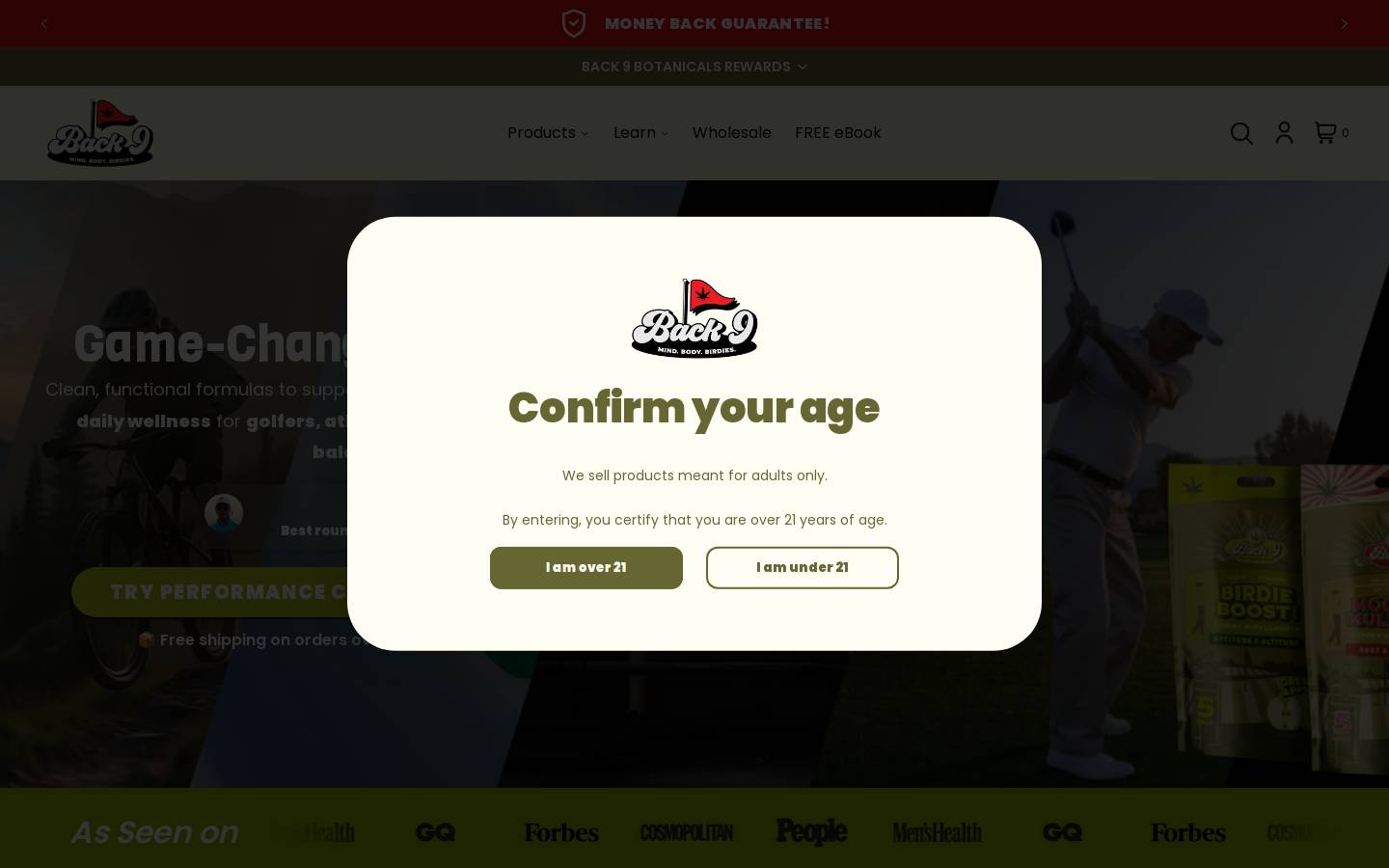 back9botanicals.com homepage screenshot