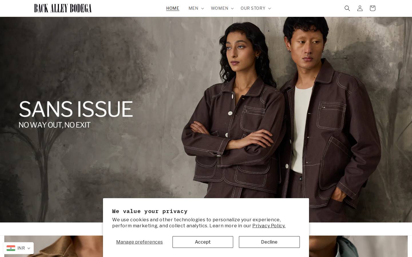 backalleybodega.com homepage screenshot