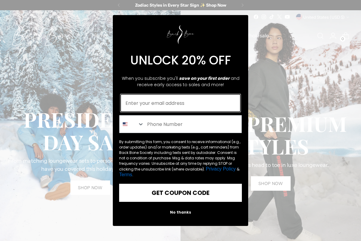 Back Bone Society homepage screenshot