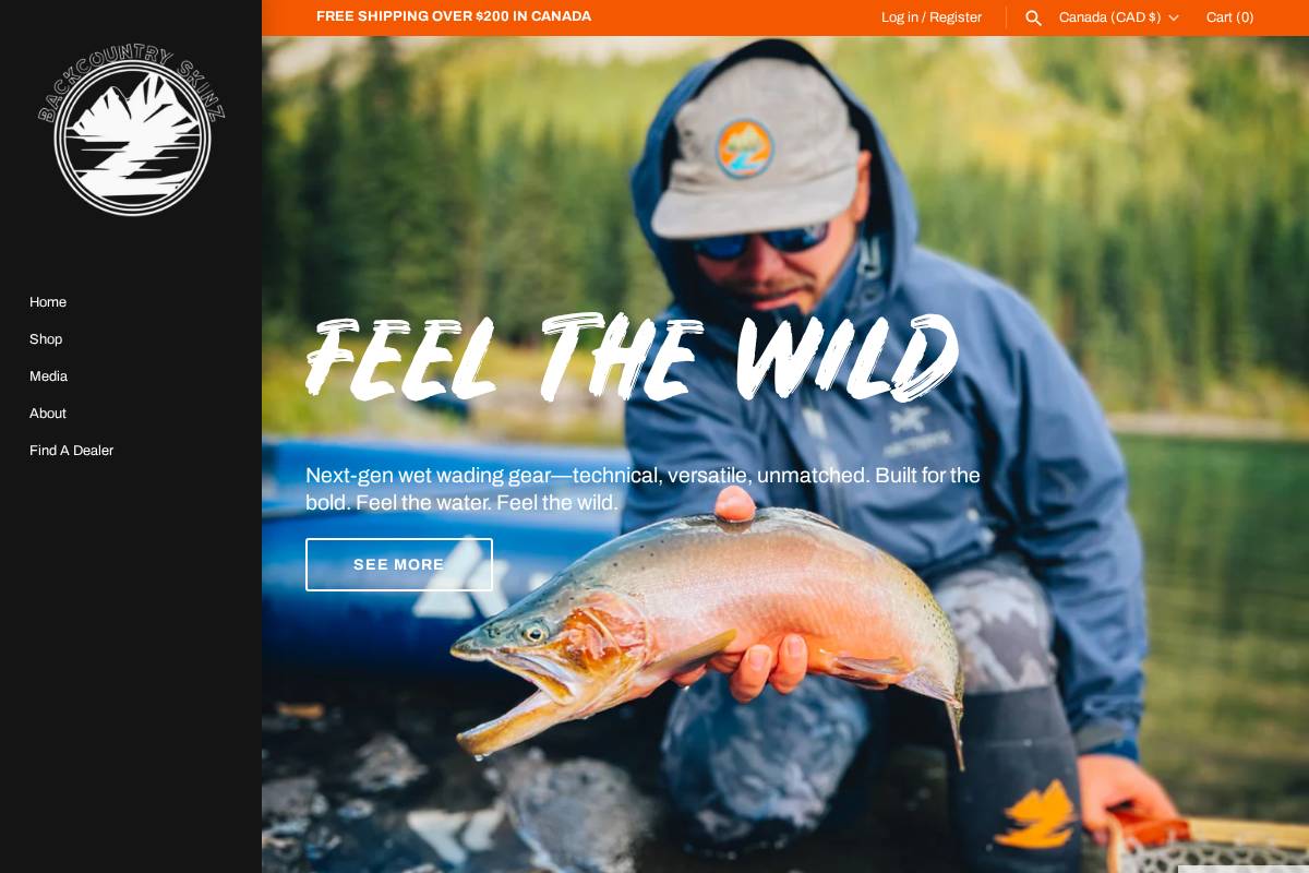 backcountryskinz.com homepage screenshot