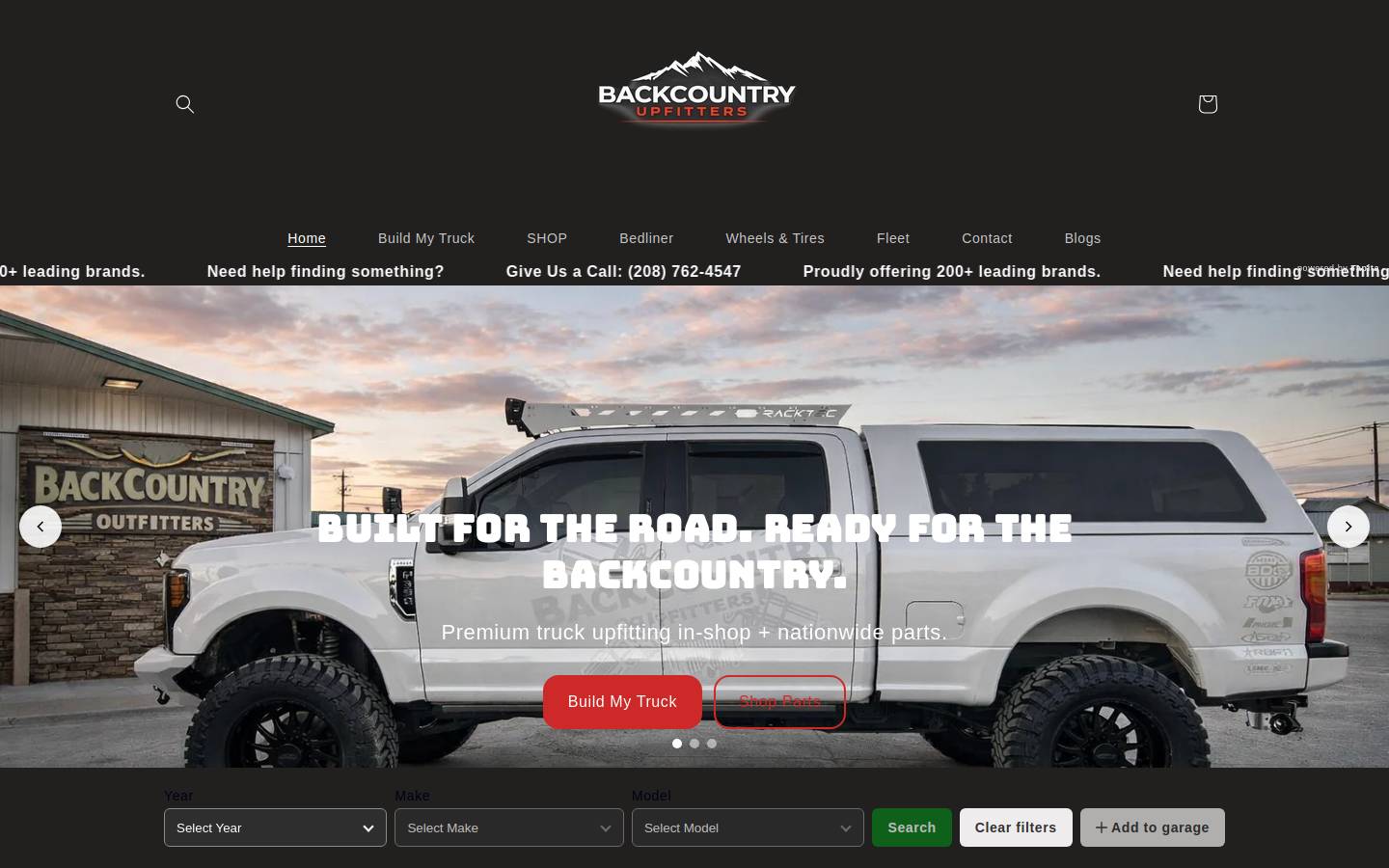 backcountryupfitters.com homepage screenshot