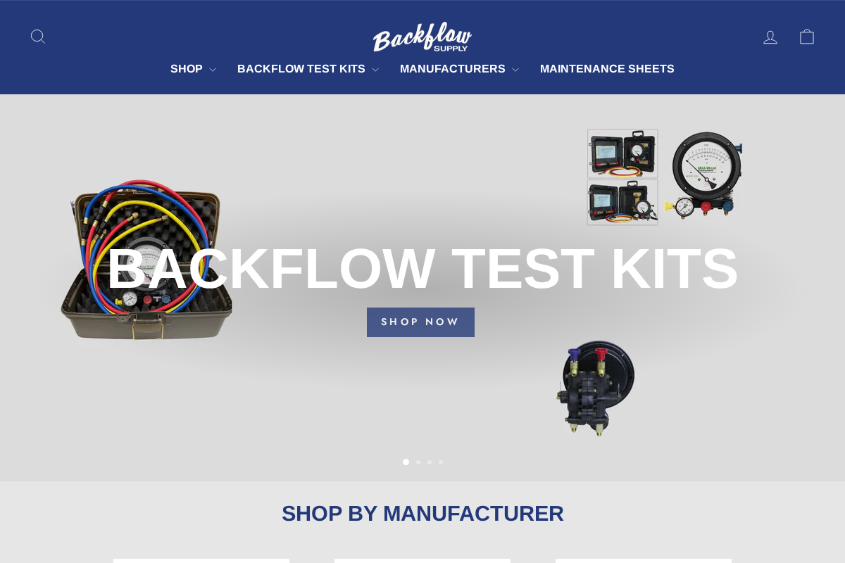 Backflow Supply homepage screenshot