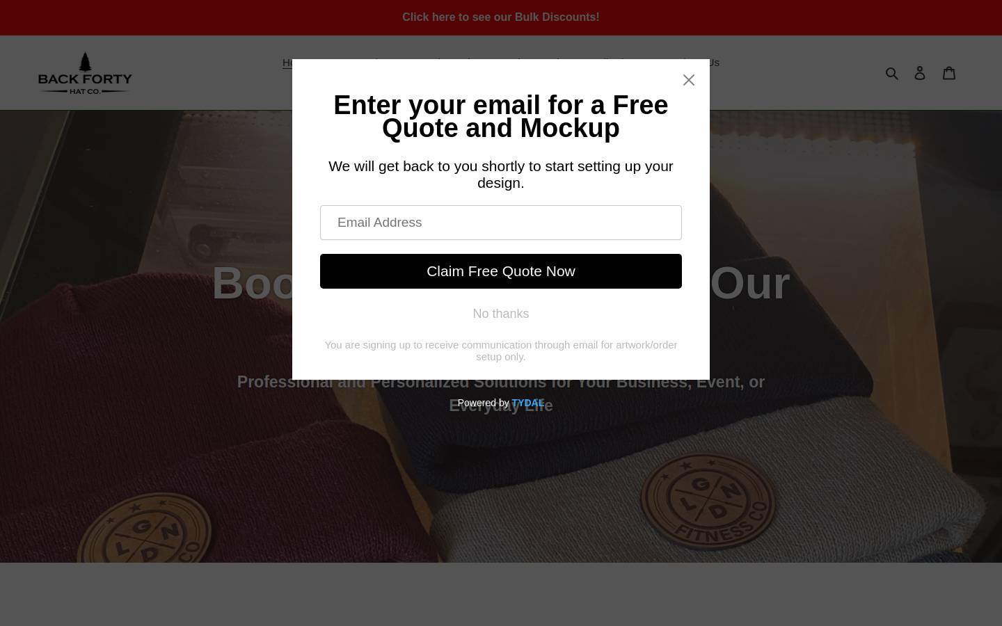 backfortyhats.com homepage screenshot