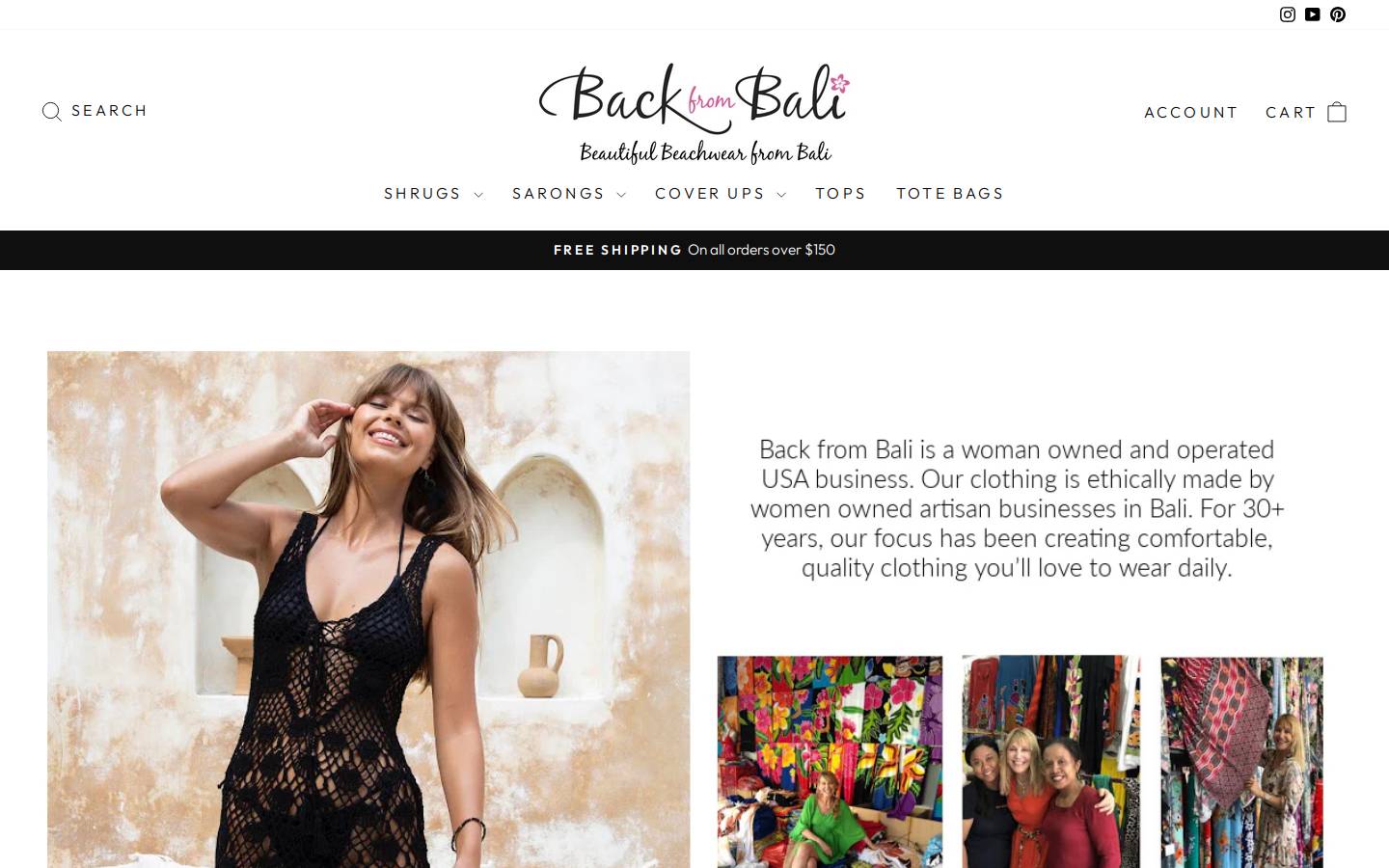 backfrombali.com homepage screenshot
