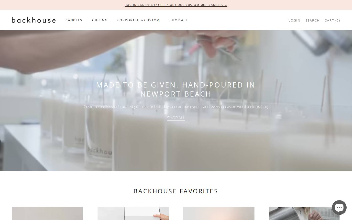 backhousefragrances.com homepage screenshot