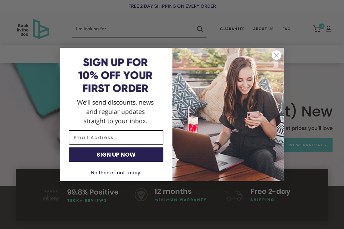 Back in the Box homepage screenshot