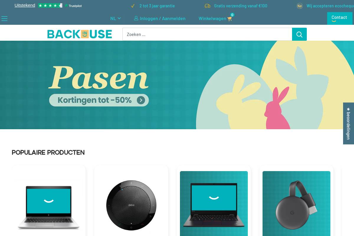 Back in Use homepage screenshot