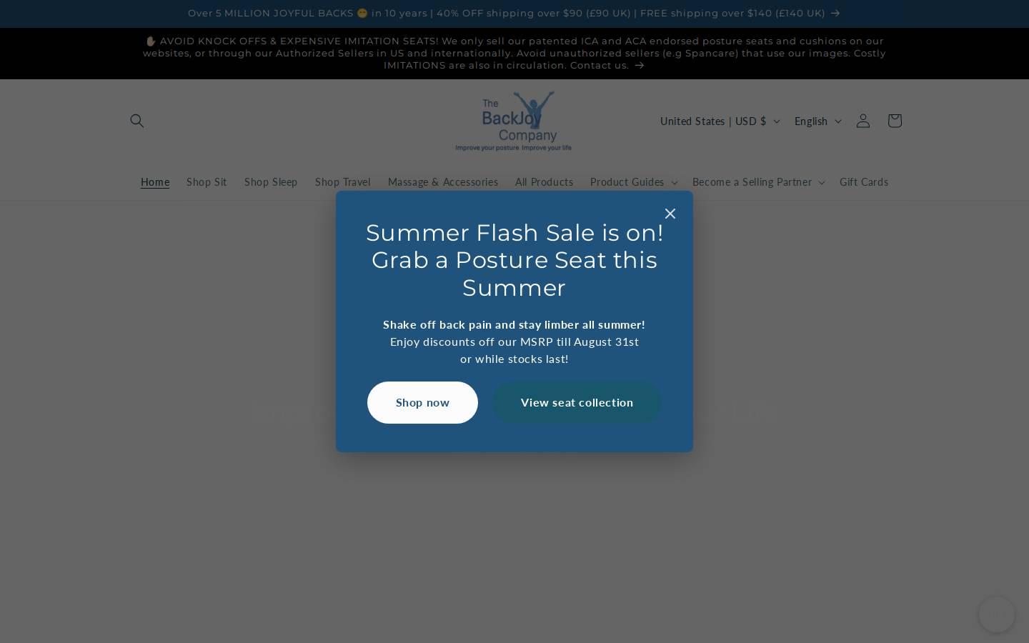 The BackJoy Company homepage screenshot