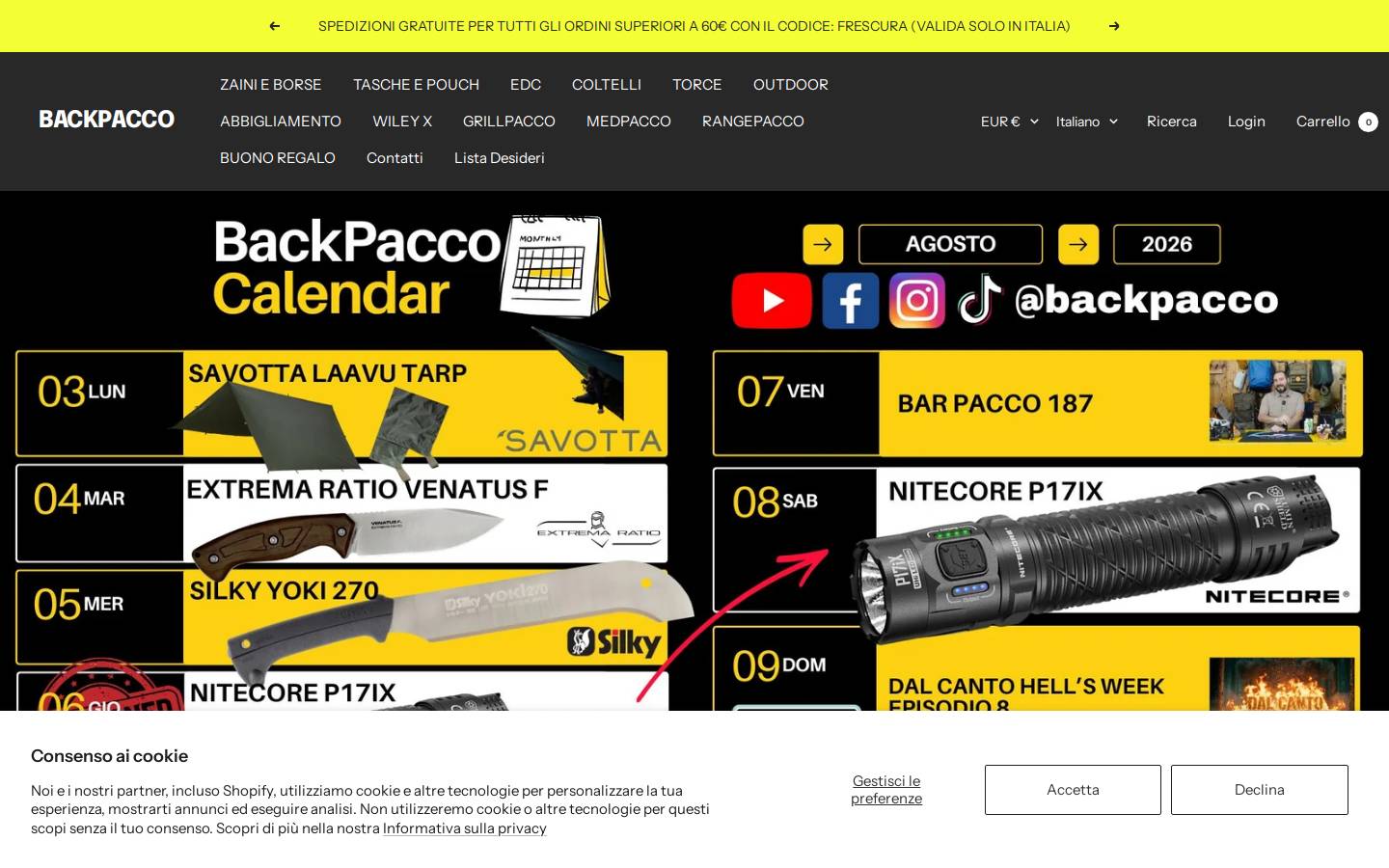 BackPacco homepage screenshot