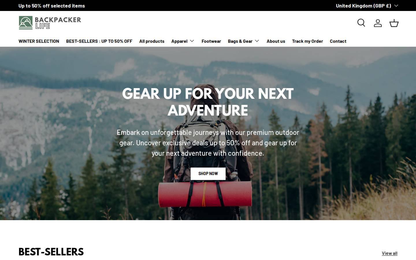 Backpacker Life homepage screenshot