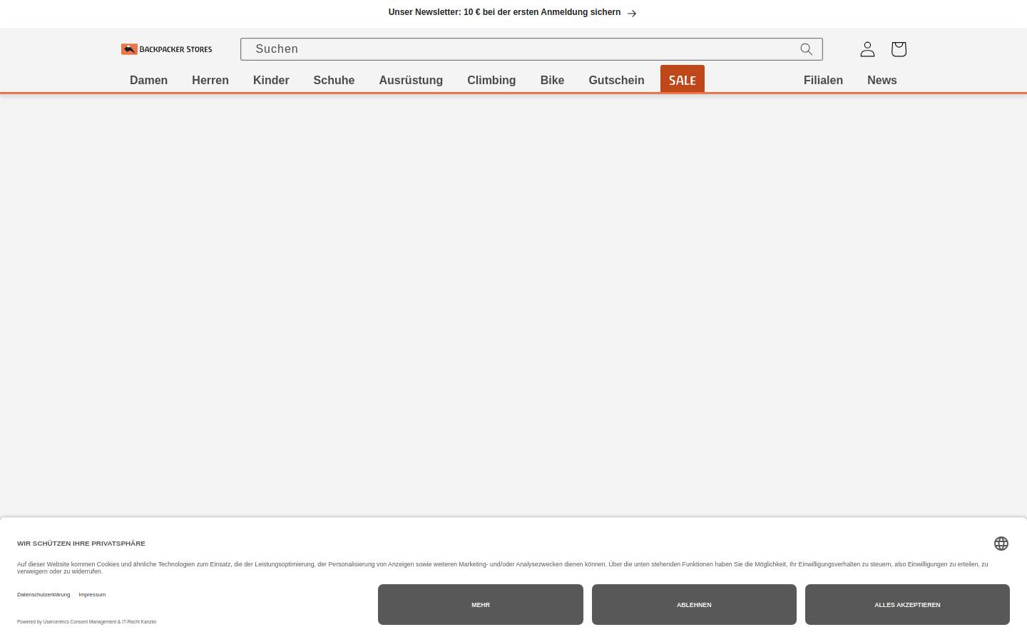 backpacker-stores.de homepage screenshot