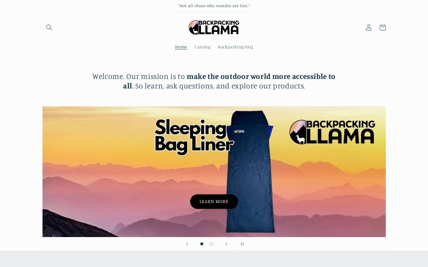 backpackingllama.com homepage screenshot