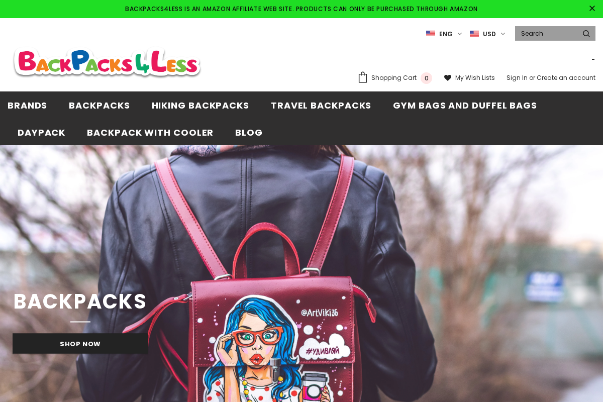 backpacks4less.com homepage screenshot