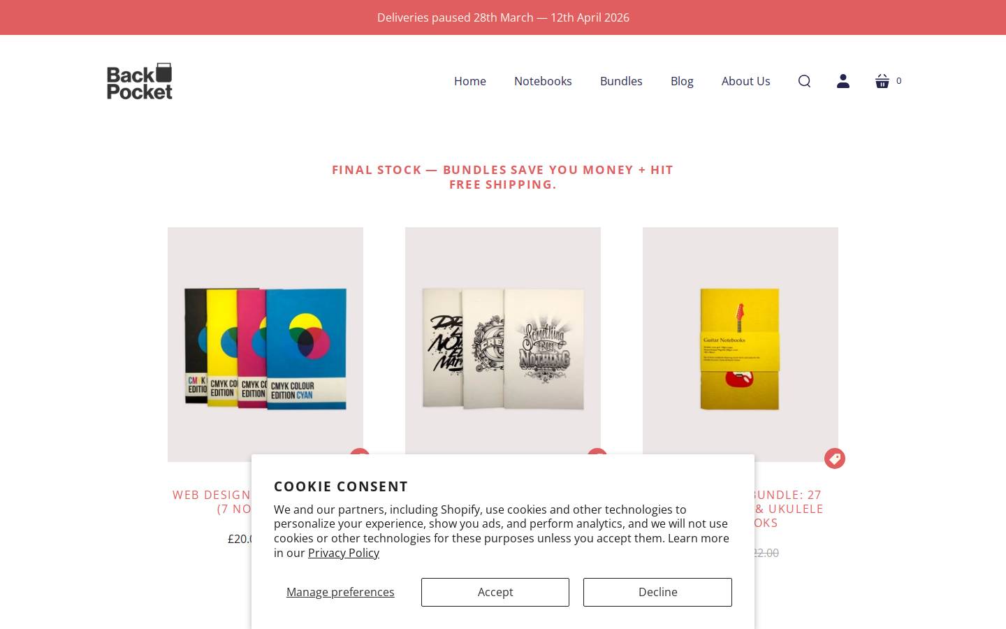Back Pocket Notebooks homepage screenshot
