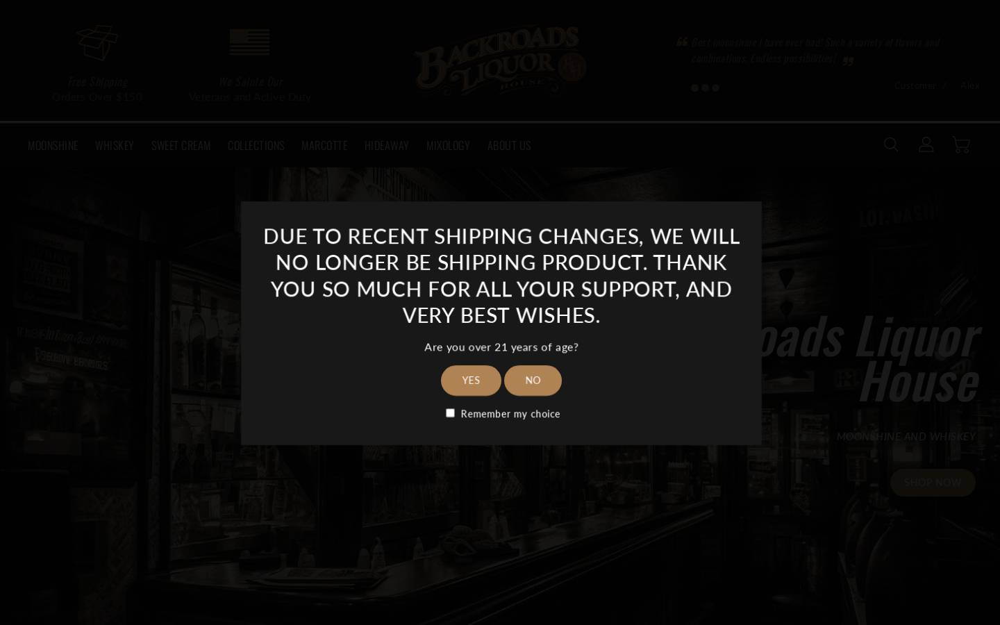 backroadsliquor.com homepage screenshot