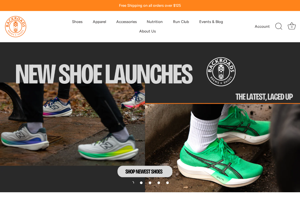 BackRoads Brews + Shoes homepage screenshot