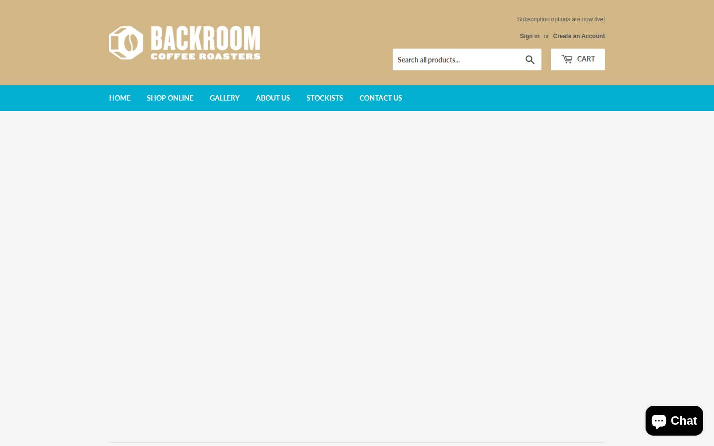 backroomcoffeeroasters.com homepage screenshot